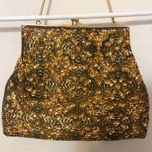 Vintage Gold beaded evening bag